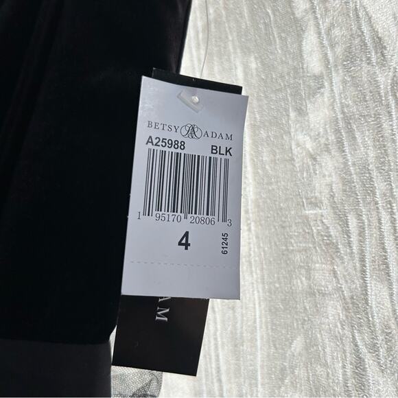 Betsy & Adam Velvet Mesh Fit and Flare Tiered Ruffle Mini Party Dress NWT Size 4 - Picture 4 of 8